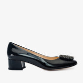 The Foggia Black Leather Block Heel Pump Shoe Fine Craftsmanship