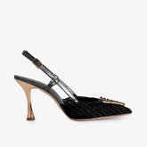 The Luna Black Leather Slingback Sandal Universal Fit