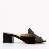 The Magnolia Black Glitter Leather Sandal Fine Craftsmanship