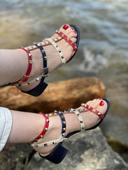 The Nejapa Multicolor Multi Strap Leather Sandal For Sale