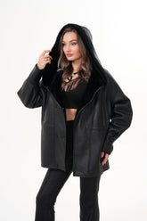 The Denali Hooded Black Shearling Leather Jacket Fine Craftsmanship