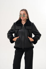 The Denali Black Shearling Leather Jacket Exclusive Style