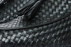 The Mclean Shoe Black Leather Woven Tassel Loafer Shoe Fine Craftsmanship