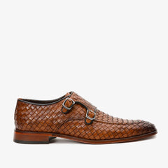 The Turan Brown Woven Double Monk Strap Dress Shoe On Sale