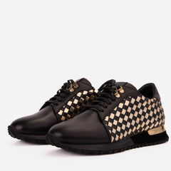 The Mackenzie Black Gold Woven Leather Sneaker Exclusive Style