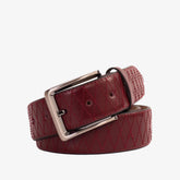 The Adler Burgundy Leather Belt On Sale
