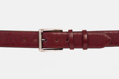 The Adler Burgundy Leather Belt On Sale