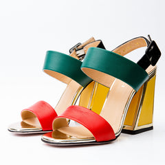 The Niger Block Heel Multicolor Leather Sandal Exclusive Style