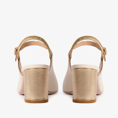 The Pompei Cream Leather Slingback Sandal For Sale