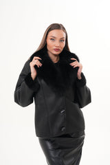 The Estelle Black Shearling Leather Jacket Fine Craftsmanship