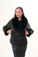 The Estelle Black Shearling Leather Jacket Fine Craftsmanship