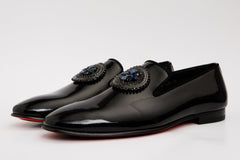 The Pombe Black Patent Leather Dress Slip-on Loafer Shoe For Sale