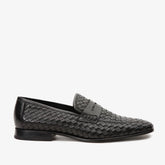 The Grand Woven Leather Black Shoe Penny Loafer Fine Craftsmanship