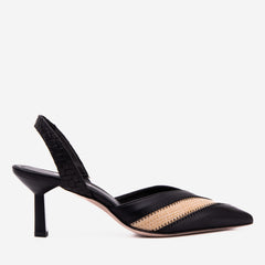 The Riviera Black Raffia Slingback Sandal On Sale