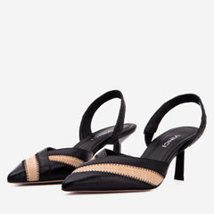 The Riviera Black Raffia Slingback Sandal On Sale