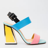 The Niger Multicolor Block Heel Leather Sandal For Sale
