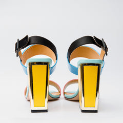 The Niger Multicolor Block Heel Leather Sandal For Sale
