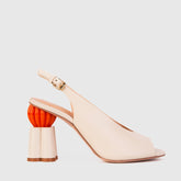The Cimla Cream Leather Pumpkin Heel Sandal Exclusive Style