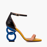 The Helix Heel Rose Gold Leather Sandal For Sale