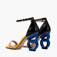 The Helix Heel Rose Gold Leather Sandal For Sale