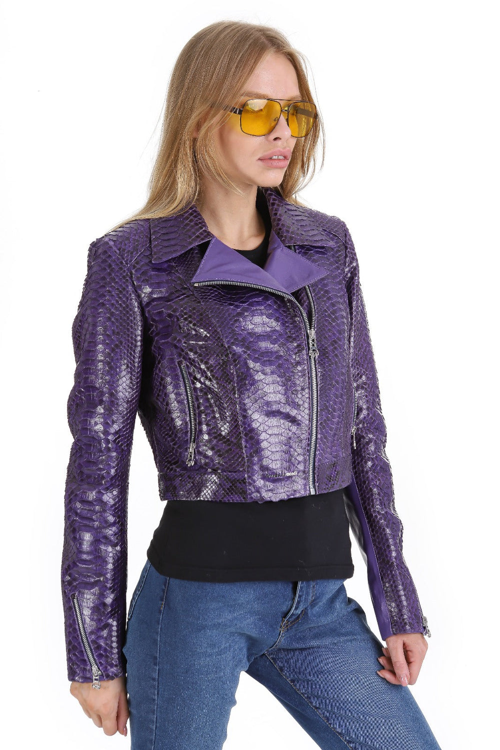 The Rubert Purple Pyht Leather Jacket Universal Fit
