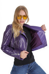 The Rubert Purple Pyht Leather Jacket Universal Fit