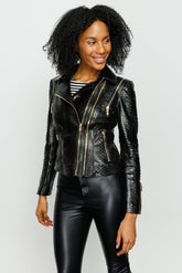The Queen Pythn Skin Black Leather Jacket Universal Fit
