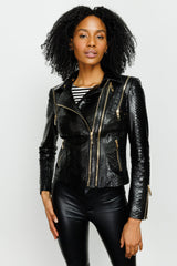 The Queen Pythn Skin Black Leather Jacket Universal Fit