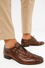 The Randor Brown Crocodile Leather Oxford Shoe On Sale