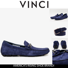The Bari Navy Blue Suede Leather Bit Drive Loafer Shoe All New