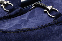 The Bari Navy Blue Suede Leather Bit Drive Loafer Shoe All New