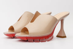 The Caratal Cream Patent Leather Sandal For Sale