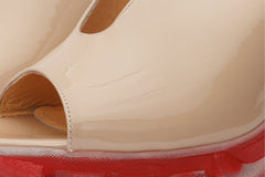 The Caratal Cream Patent Leather Sandal For Sale