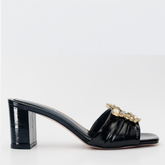 The Micro Black Leather Sandal Universal Fit
