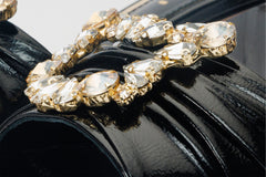The Micro Black Leather Sandal Universal Fit