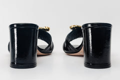 The Micro Black Leather Sandal Universal Fit