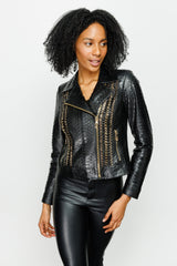 The Nayro Pythn Black Leather Jacket Exclusive Style