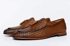 The Mclean Shoe Tan Woven Tassel Loafer Shoe On Sale