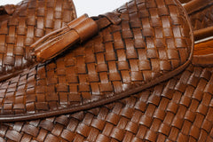 The Mclean Shoe Tan Woven Tassel Loafer Shoe On Sale