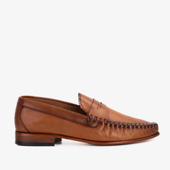 The Eregli Tan Leather Penny Loafer Shoe On Sale