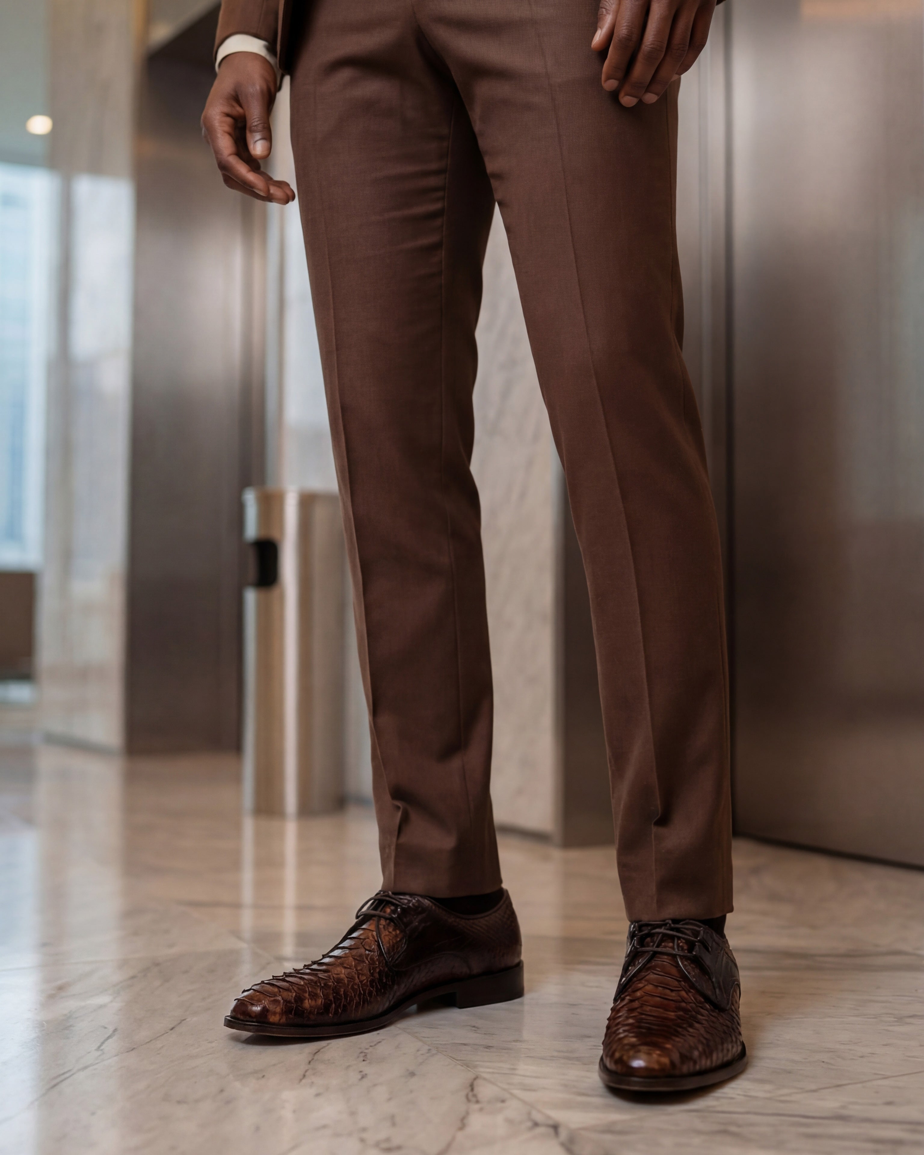 The Valmont Tan Python Leather Derby Shoe On Sale