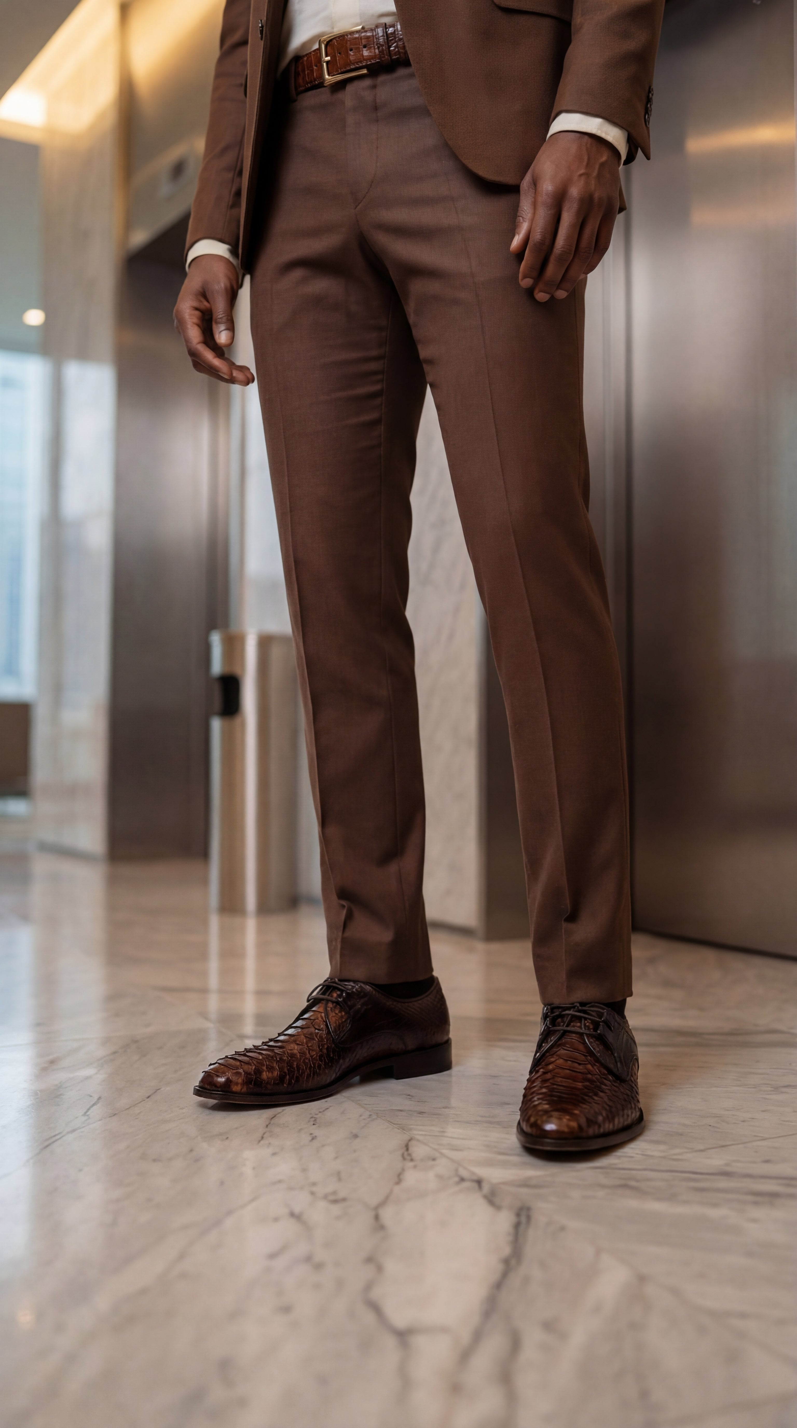 The Valmont Tan Python Leather Derby Shoe On Sale