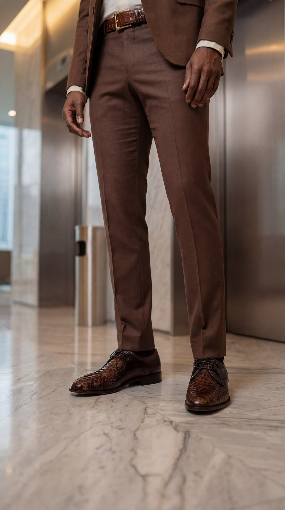 The Valmont Tan Python Leather Derby Shoe On Sale