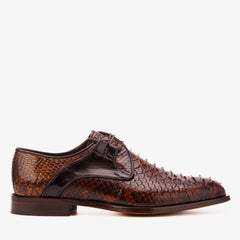 The Valmont Tan Python Leather Derby Shoe On Sale