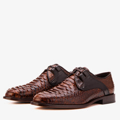 The Valmont Tan Python Leather Derby Shoe On Sale