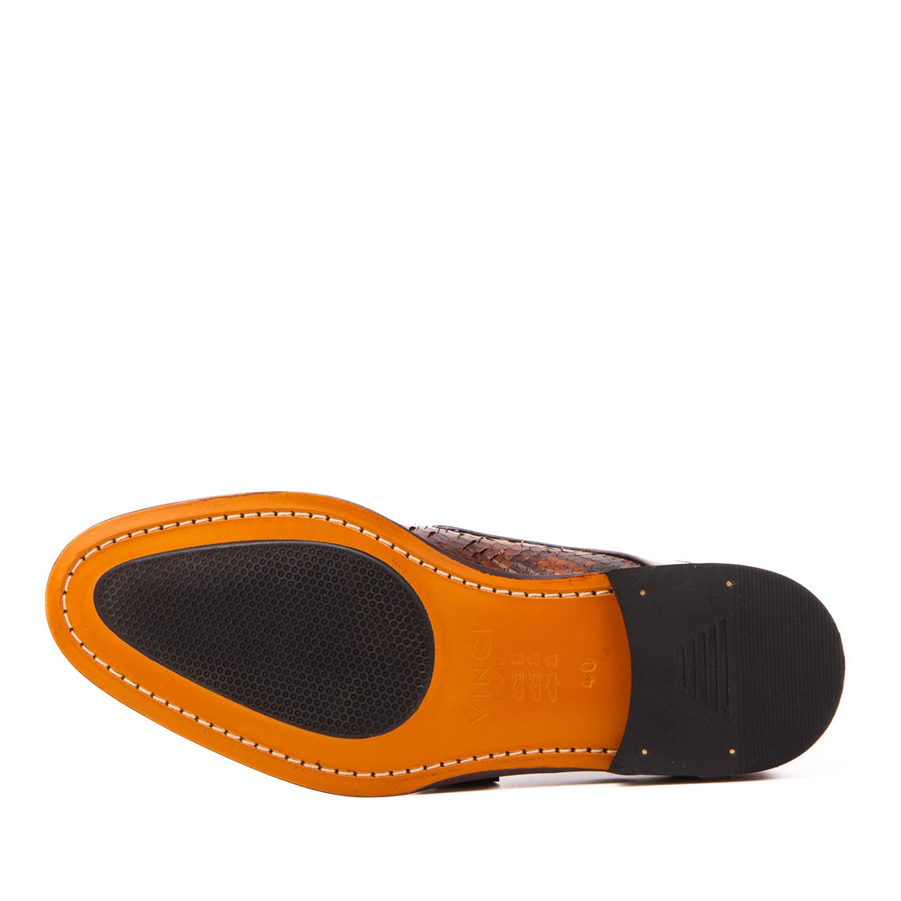The Valmont Tan Python Leather Derby Shoe On Sale