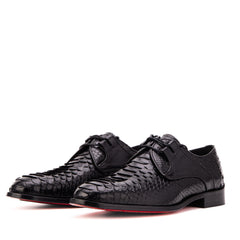 The Valmont Black Python Leather Derby Shoe For Sale