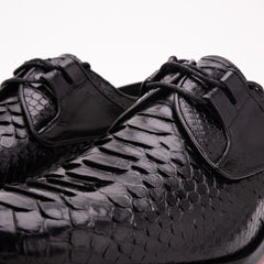 The Valmont Black Python Leather Derby Shoe For Sale