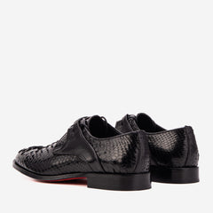 The Valmont Black Python Leather Derby Shoe For Sale