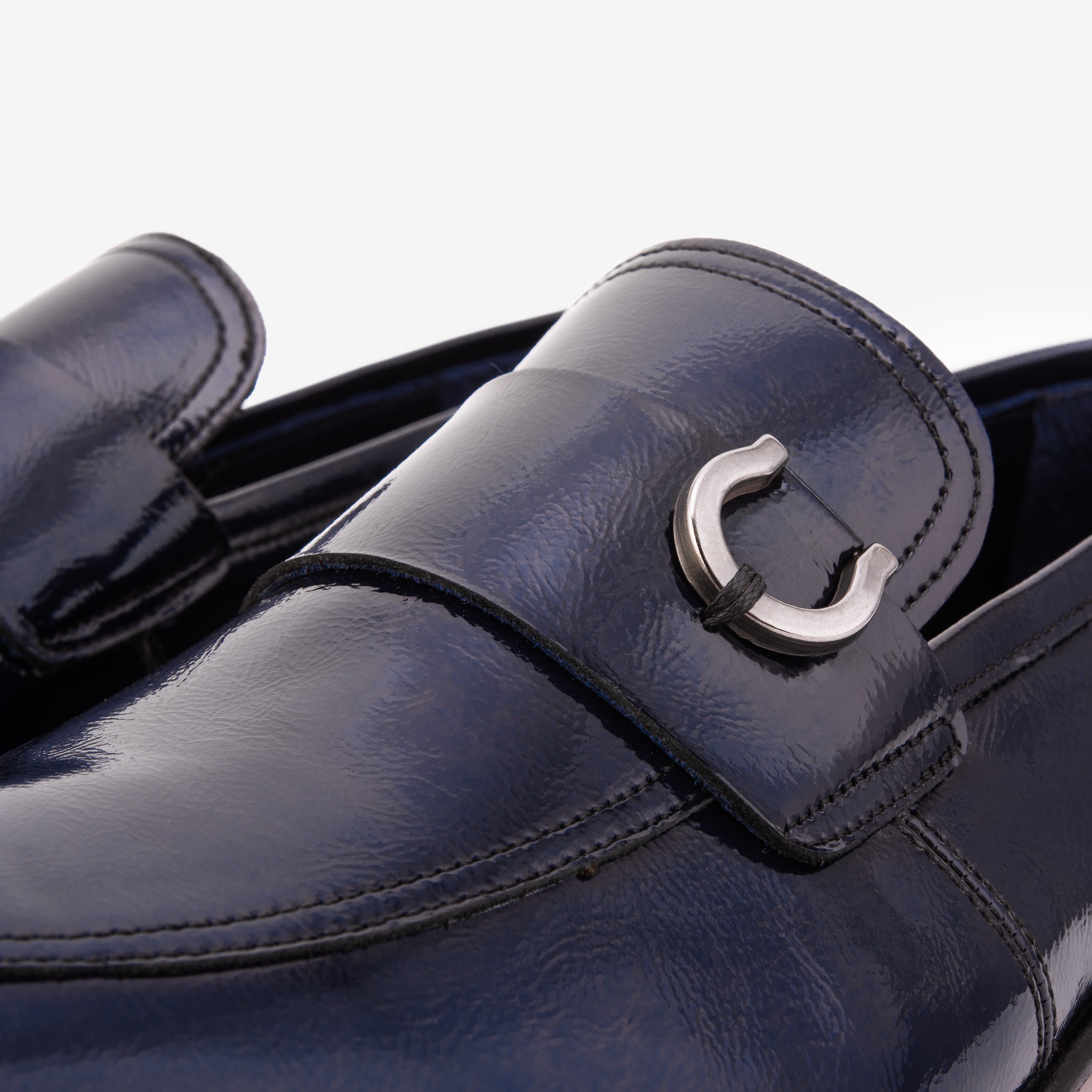 The Blackwell Navy Patent Bit Loafer Shoe All New